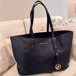 Michael Kors Navy Blue tote with built in padded laptop compartment